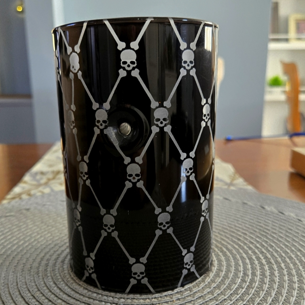 Yankee Candle Skull Pattern Black Double Tealight Candle Holder - NWT